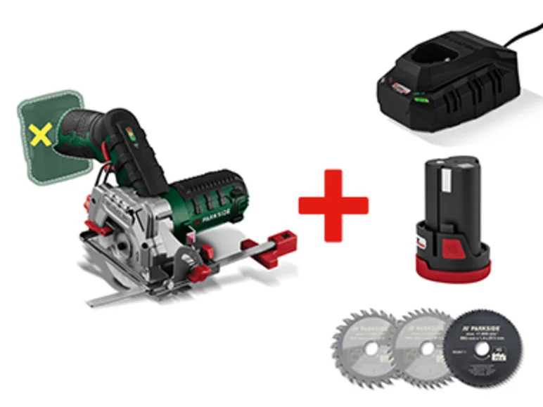 PARKSIDE Scie circulaire + batterie + chargeur + lames de scie