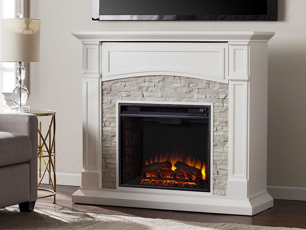 Seneca Electric Fireplace Media Cabinet in White
