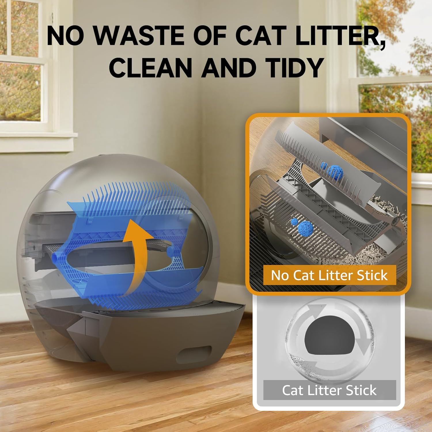 Self Cleaning Litter Box for Cats, Nafcefi Automatic Cat Litter Box Self Cleaning Extra Large, Robot Litter Box Self Cleaning App Control/Odor Removal/Safety Protection Litter Box