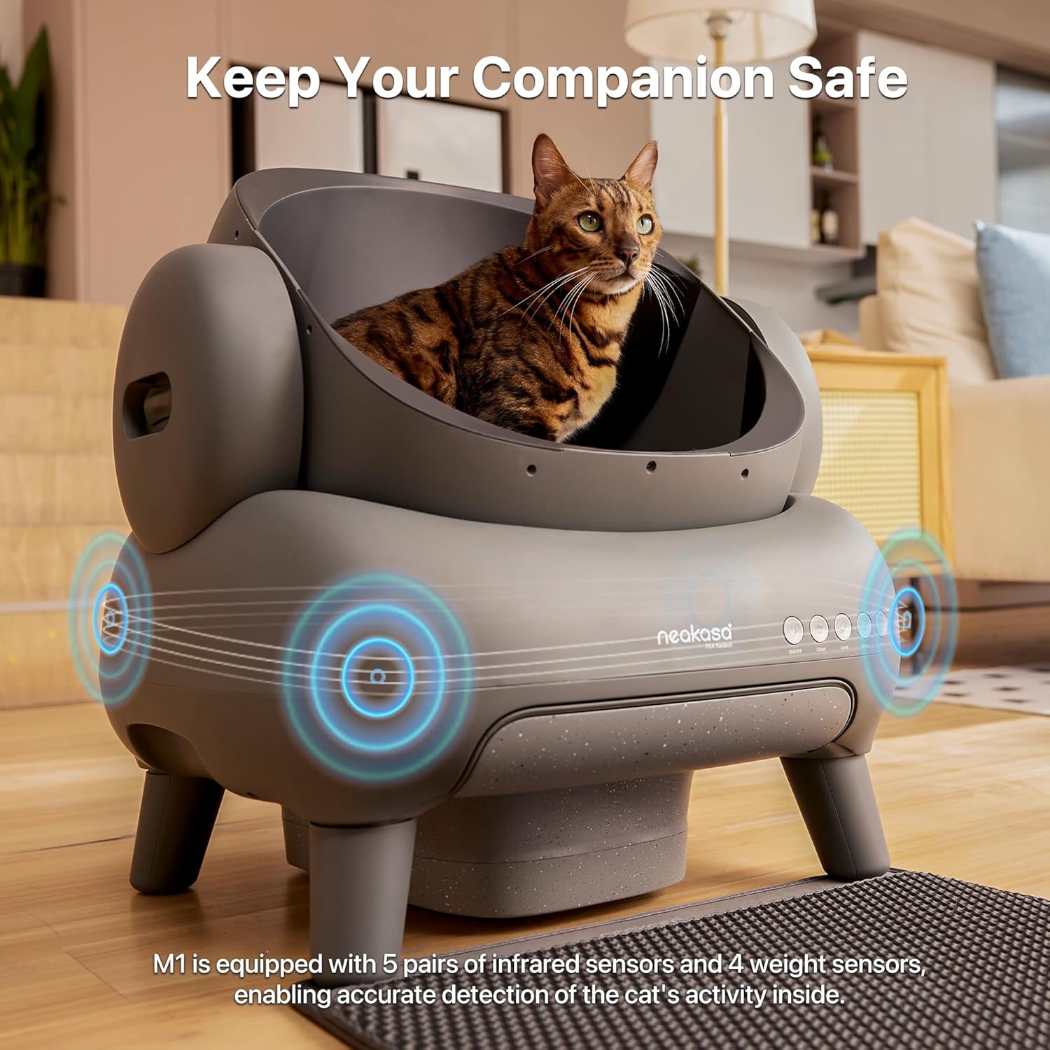 Neakasa M1 Open-Top Self Cleaning Cat Litter Box, Automatic Cat Litter Box with APP Control, Odor-Free Waste Disposal