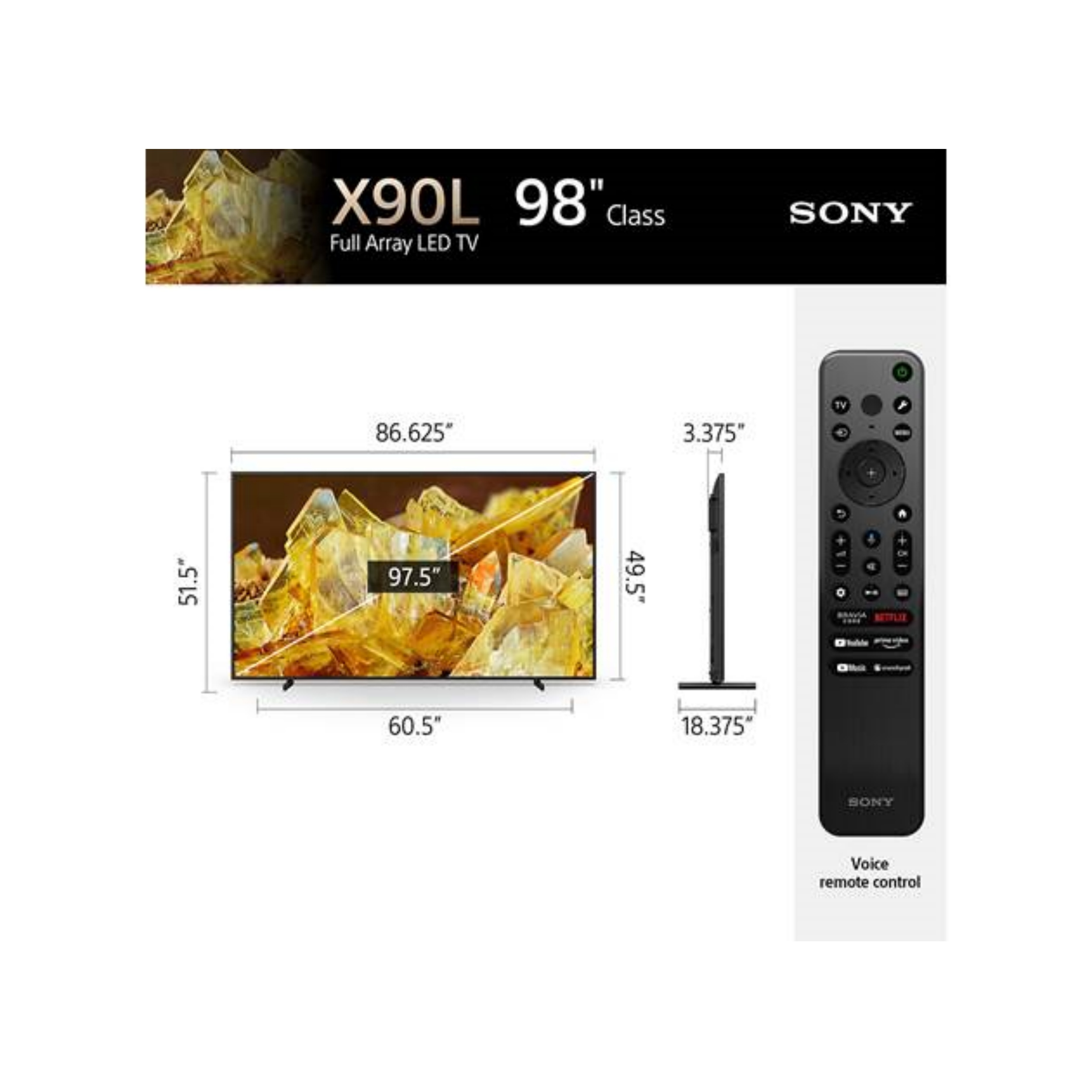 Sony BRAVIA XR98X90L X90L Smart LED 4K UHD TV with HDR (98