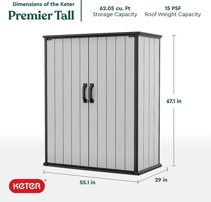 Keter Premier Tall 4.6 x 5.6 ft. Resin Outdoor Storage Shed