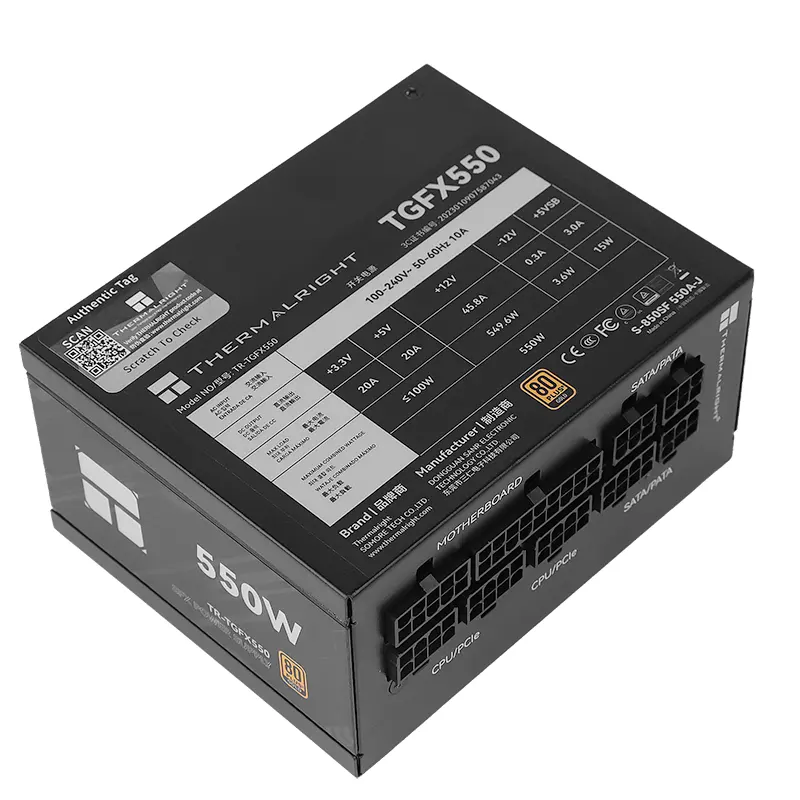 Thermalright TR-TGFX 550W. Sort 80+ Gold modular PSU. SFX