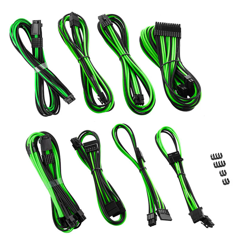 CableMod RT-Series Pro ModMesh 12VHPWR Dual-Kabel-Kit für ASUS/Seasonic – schwarz/hellgrün